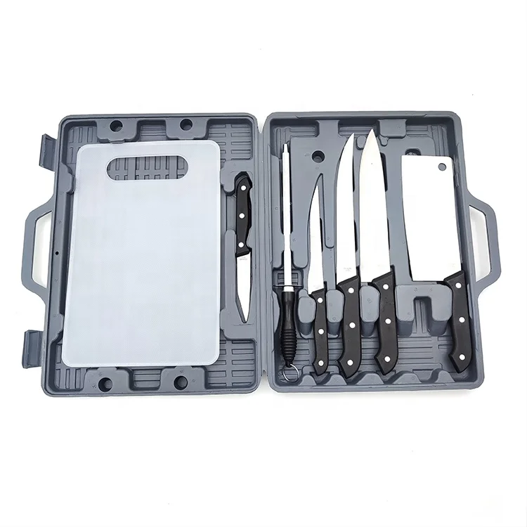 Stainless Steel Cutlery Set 6 Piece with Wood Cutting Board - Kitchen Chef Knife Set