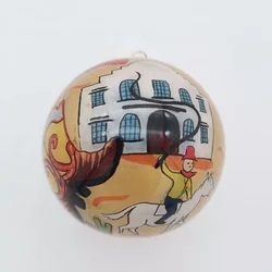 Factory Custom Deer Snake Pattern Inside Painted Christmas Ball Animal Glass Painted Hand Blown Glass Ball Ornament In Folk Art