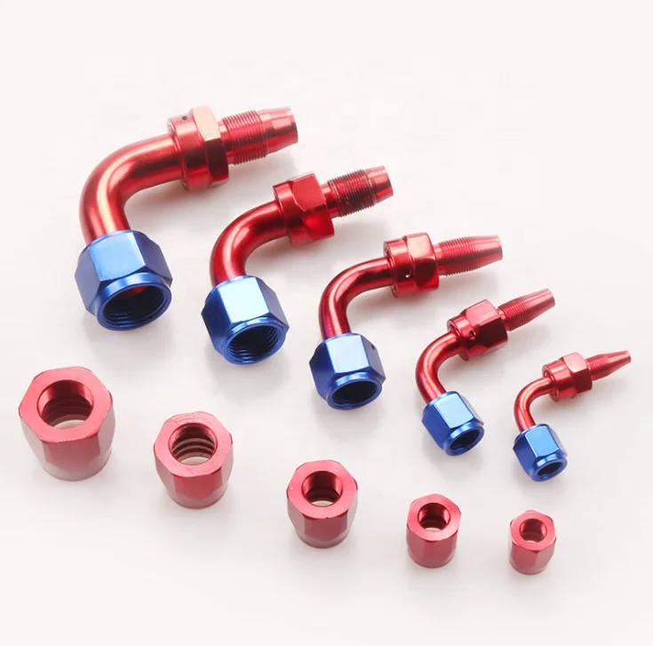Haofa Aluminum Fitting Swivel Hose Ends Blau/Rot eloxiert Dash 6 8 10 / -6 -8 -10 AN / JIC 6 8 10 Anschluss 45 90 Degree