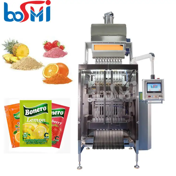 Fully automatic vertical natural health product strip bag packing machine 8 lane hydration mix powder packing filling machine