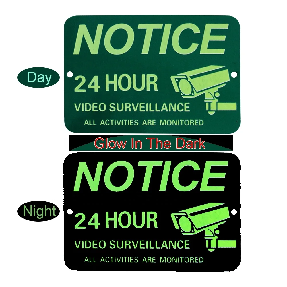Reflective Security Glow In Dark Luminous Film Reflective Video Surveillance Camera CCTV Warning Signs