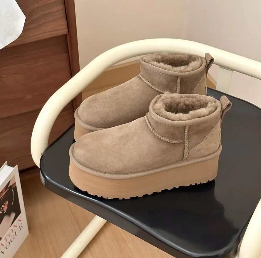 Hot Sale Winter Warm Snow Boots 5cm High Height Platform High Quality Designer Original Wool Snow Boots