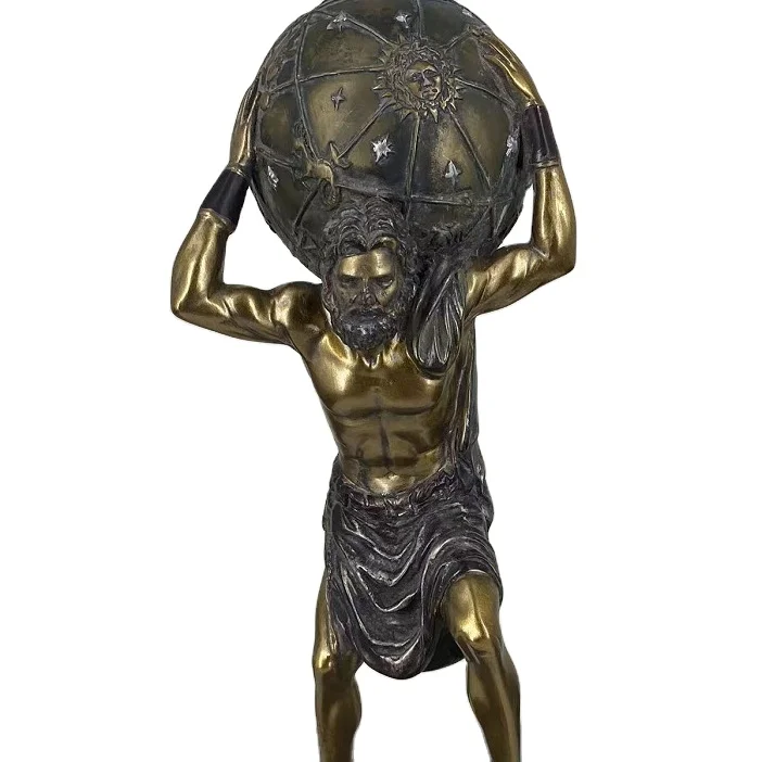 Resin Crafts  Greek Gods Customized Atlas Bronze Statue Corporate Gifts for Office Decor