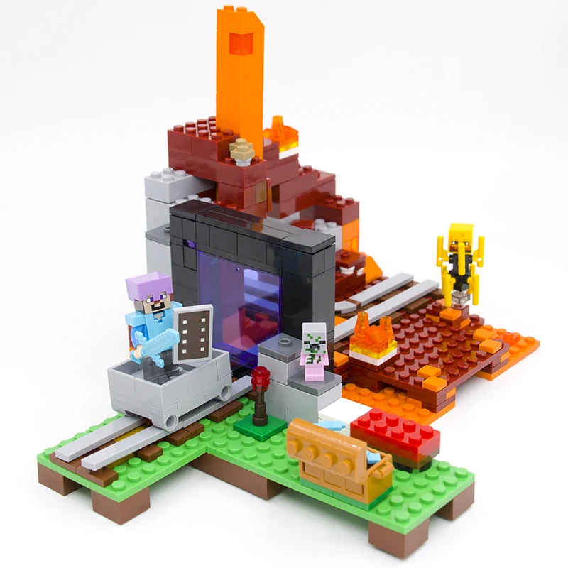 Hot Sales 411Pcs My World Compatible The Nether Portal Building Blocks Mini Figure Toys