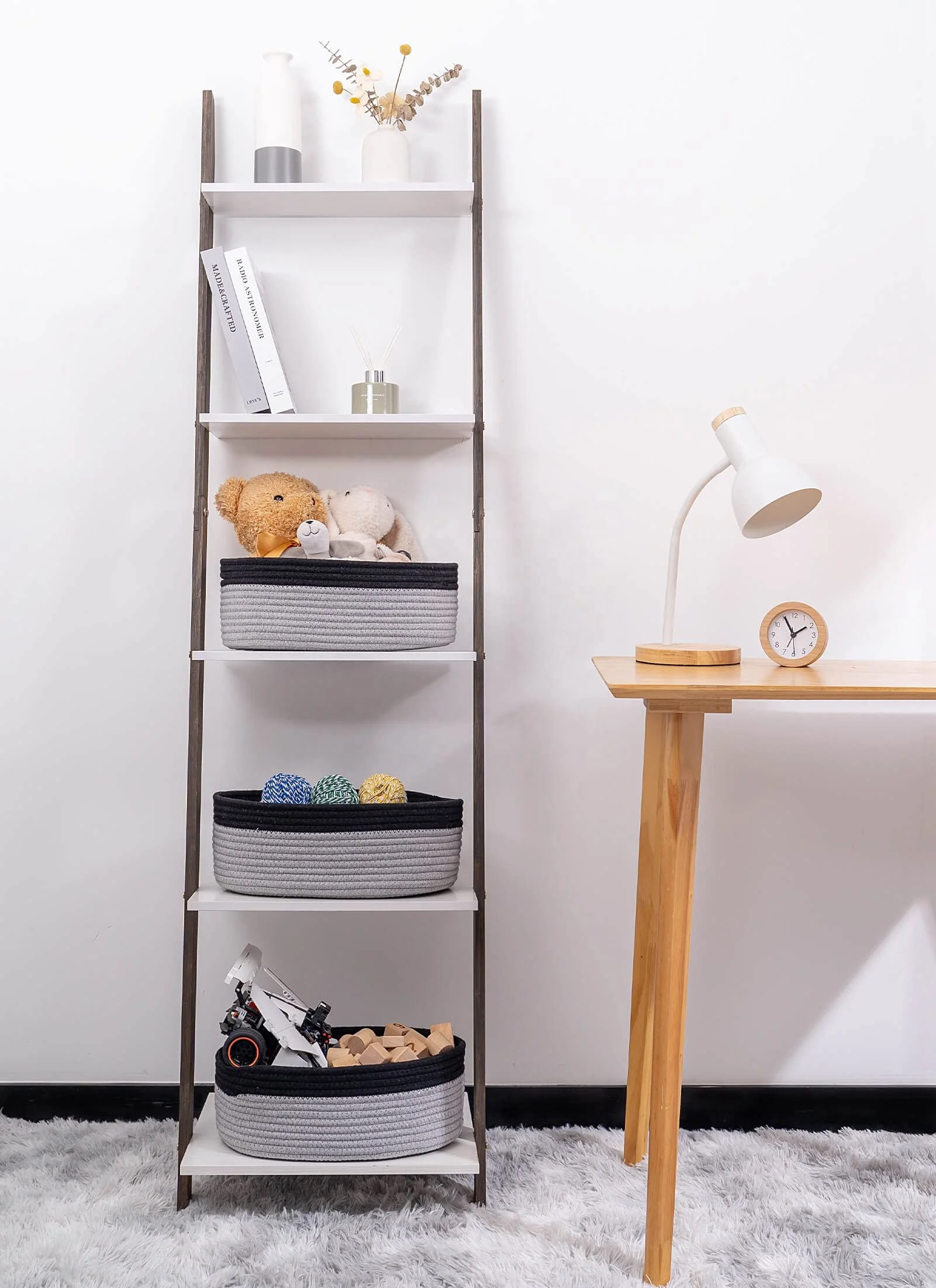 Custom Brand Books Magazines Toys Clothes Decorative Containers Hand Woven Cotton Rope Storage Basket