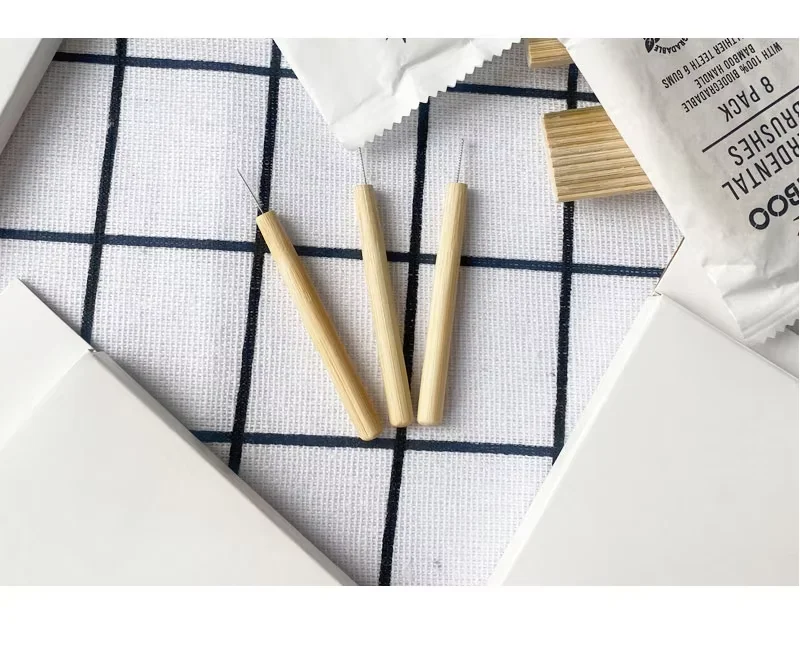 Eco friendly Organic Bamboo Biodegradable Interdental Brush Toothpick Paper Box