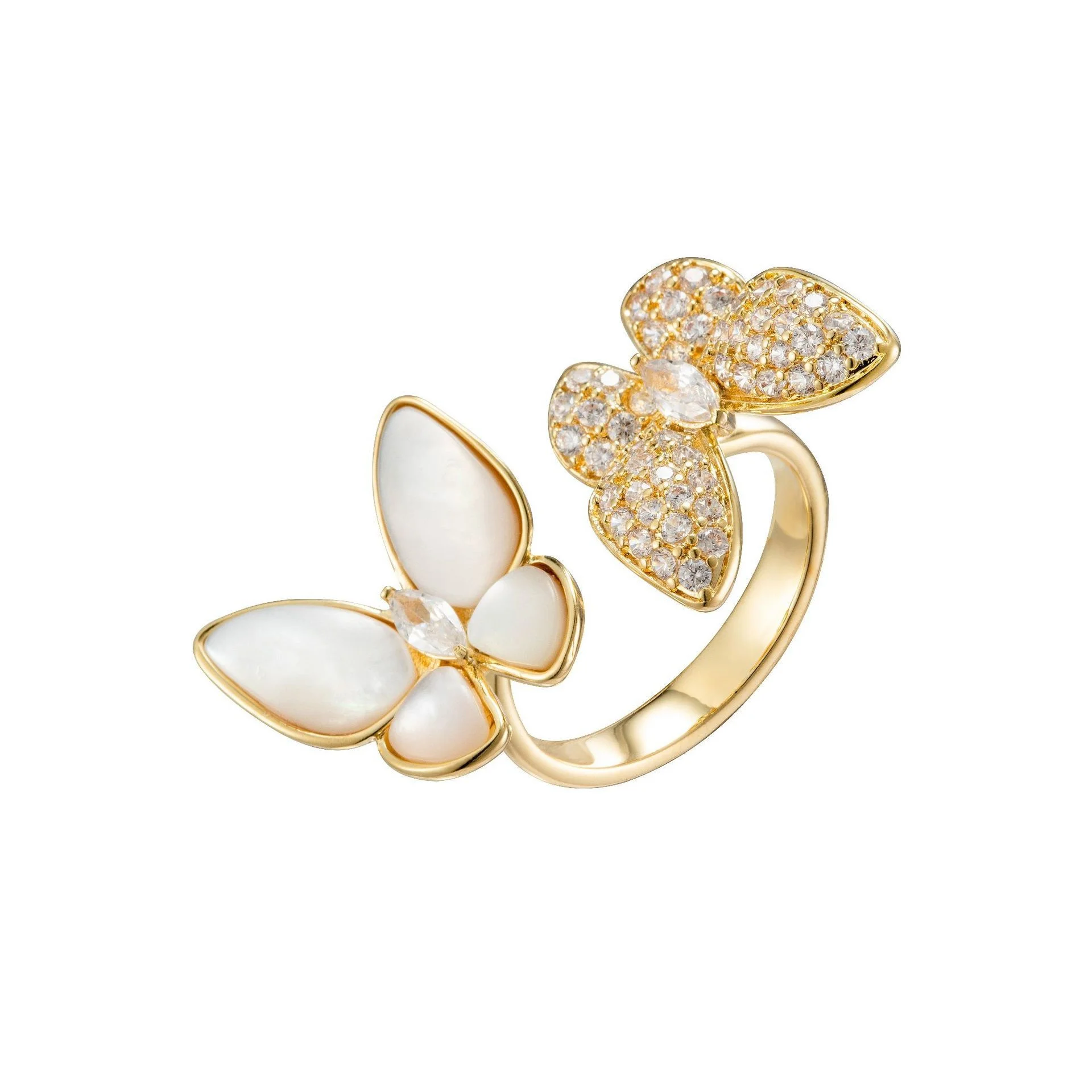Hot selling classic fashion butterfly modelling opening design jewelry rings for woman