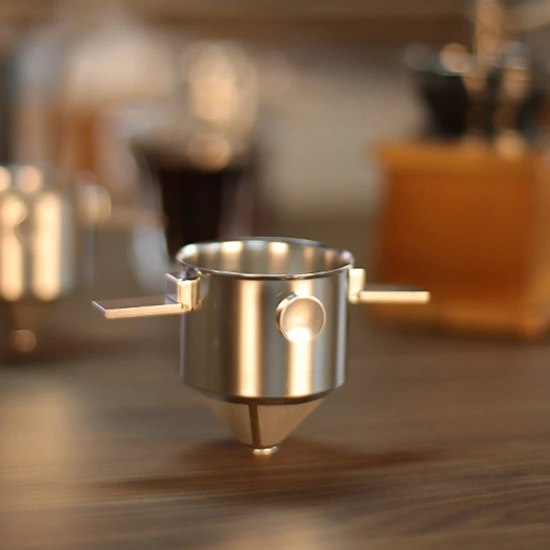 Coffee filter stainless steel coffee funnel double  filter portable