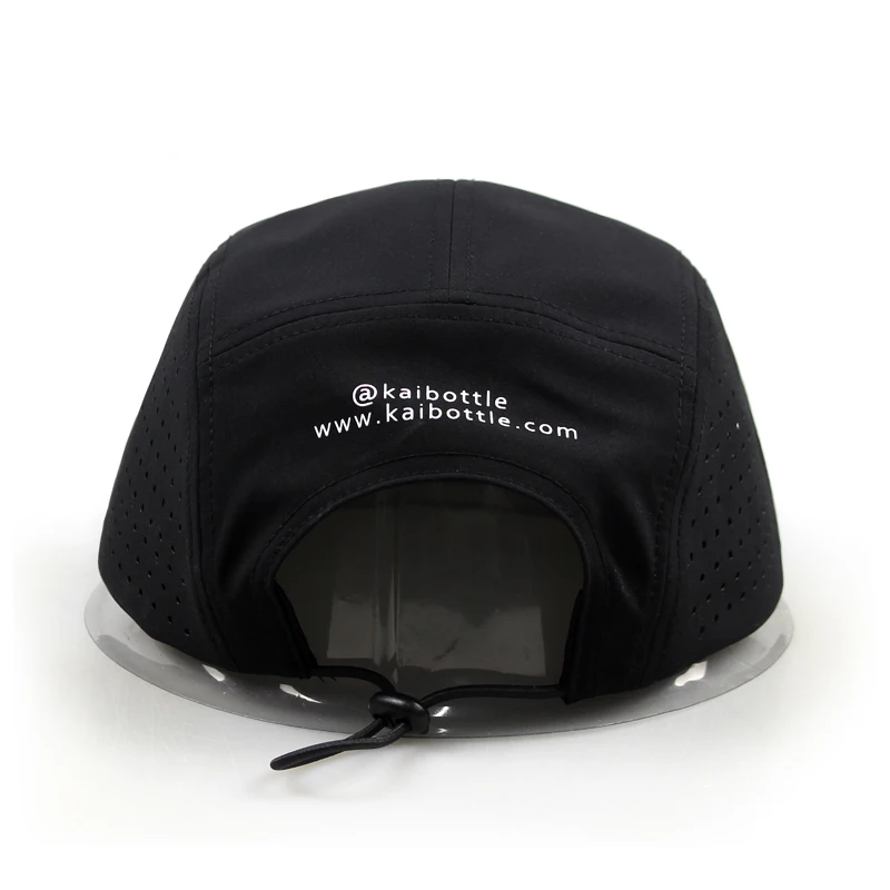 Custom Bill Unstructured Waterproof Laser Cut Hole Hat Black Adjustable Baseball Caps 5 Panel Hats