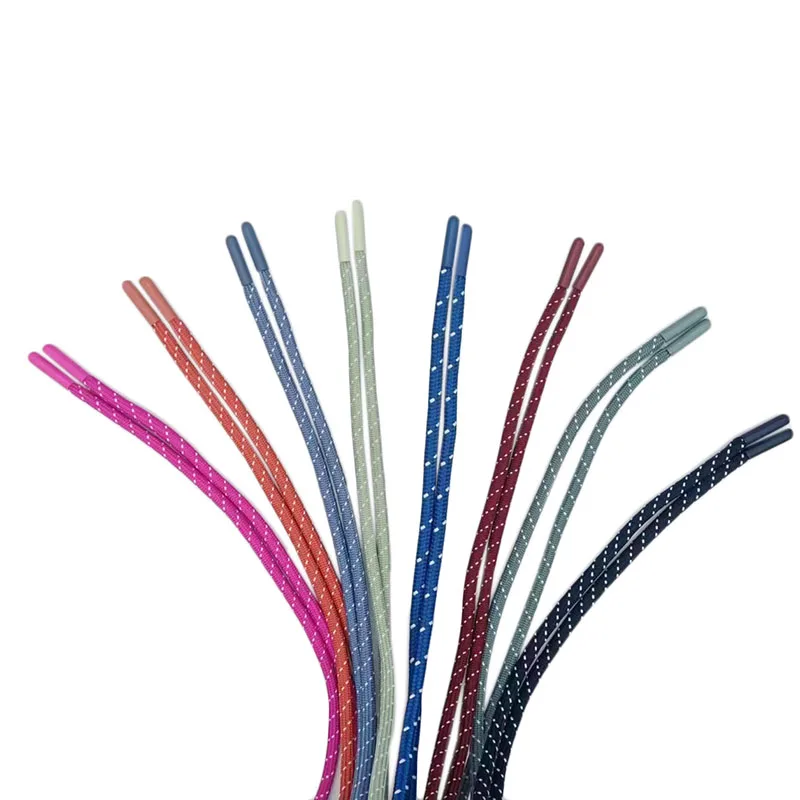 Custom round Elastic Drawcord Rope Hoodie String Metal Tips Flat Braided Silicone Hoodie String Home Textile Garment Bag Shoes