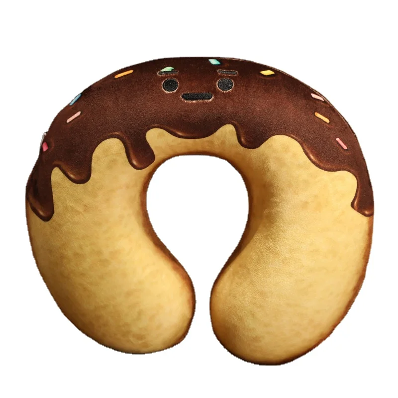 Cute Cartoon Soft Bread Pattern U shape Neck Pillow for Sleep Travel Airplane Pillow Protect Neck