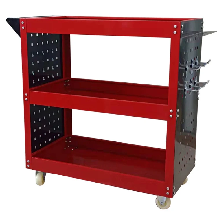 Cheap tool cabinet tool trolley workshop garage metal tool cart with handle and wheels