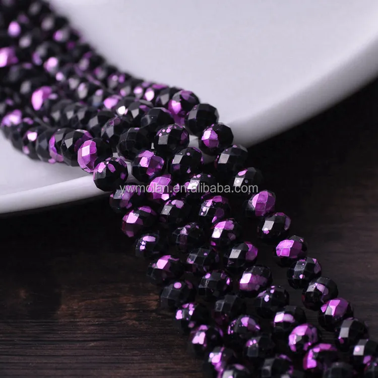 Spots Coated Black Background Style Crystal Glass 8x6mm Rondelle Faceted Loose Spacer Beads for Jewelry Making DIY Crafts