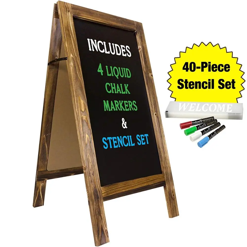 Wooden A-Frame Chalkboard Display Vintage Style Stand Signs Easel Chalkboard Mini Blackboard