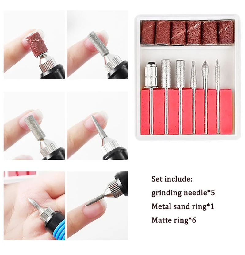 Power Electric Manicure Machine Pen Pedicure Nail File Nail Tools 6 bits Drill Nail Drill Machine Kit