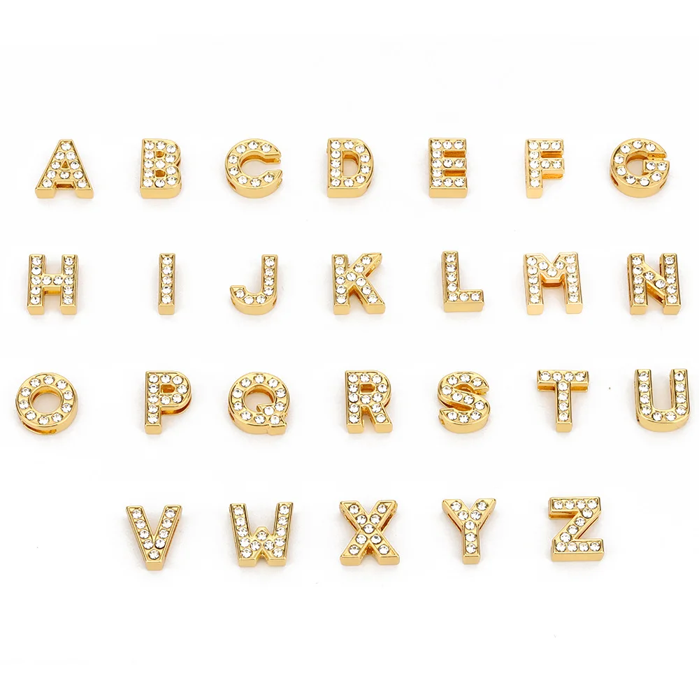 Personality Diy Adjustable Zircon Alphabet Watchband Bracelets Stainless Steel 26 Initial Letter Custom Bracelet For Mom Gift