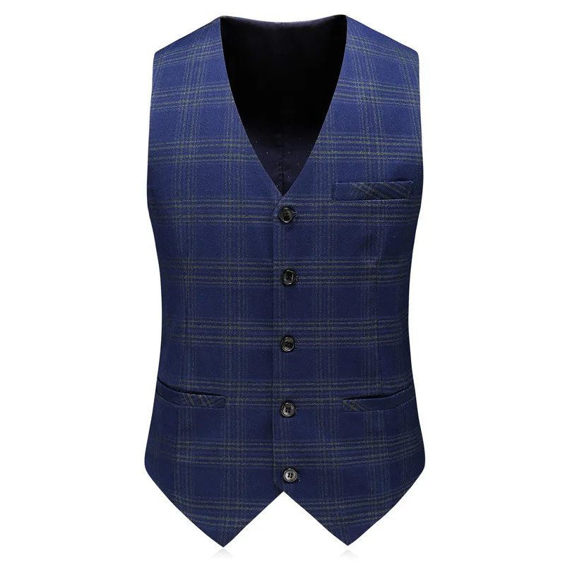 
Wholesale high quality men double breasted suits 3 piece coat pant men suit plaid suit for men 