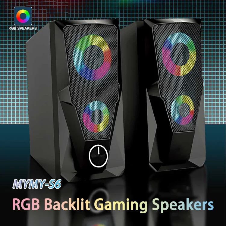Питаемые через USB порт бас кристально чистый звук стерео RGB компьютерных игр динамик регулятор громкости мультимедийный мини-динамик для PC Gamer