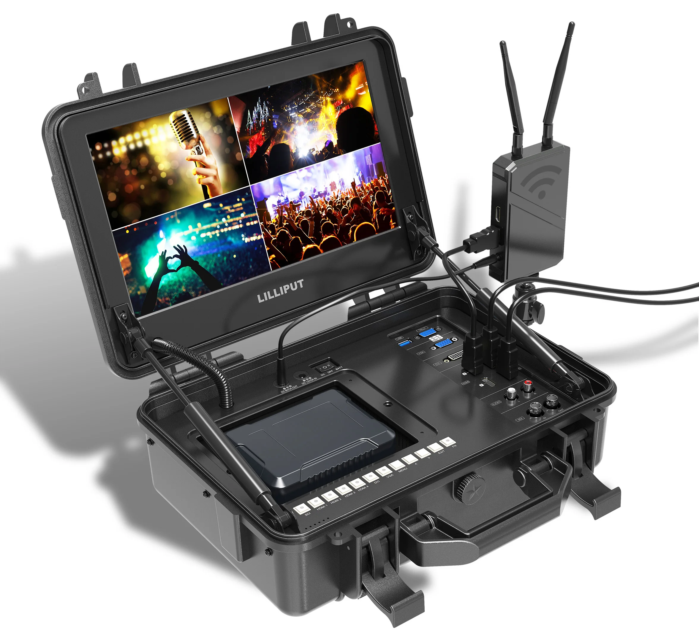 LILLIPUT BM120-4KS 12.5 inch carry on 4K broadcast director monitor with suitcase and features two 2.0 inputs