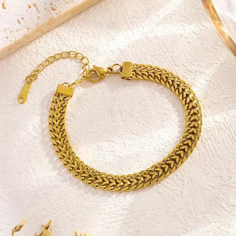 N68 Stylish Simple Vintage Chain 18K gold INS double knit necklace High design Punk Hip Hop Jewelry necklace