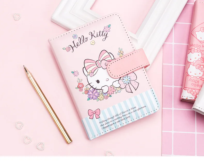Cartoon  Notebook, San Liou K.itty A6 Leather Notebook, Handbook, Girl Pocket Notebook, Hello Kitty