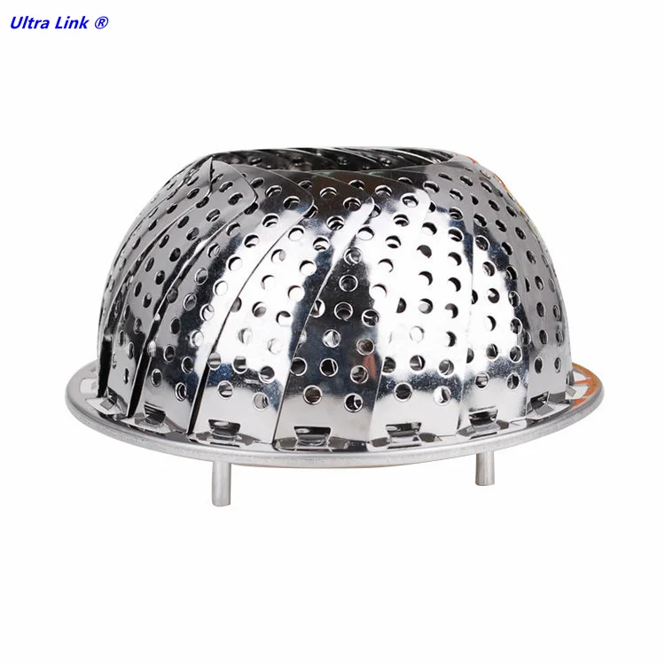 
Hot Sale Stainless Steel Steamer Tray Retractable Steaming Grid Multifunctional Folding Storage Basket Vegetable Drain Basket 