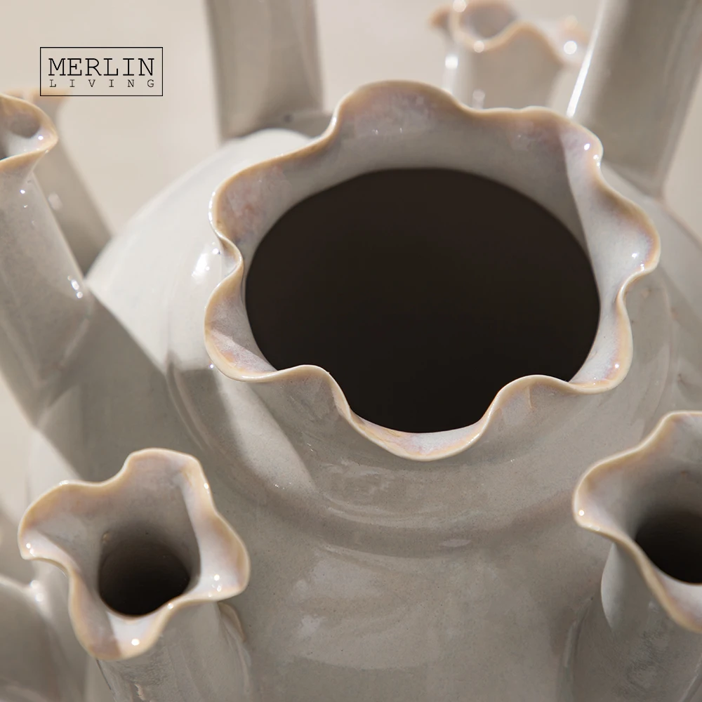 Merlin Living handmade Ceramic vase Abstract shape glazed vase nordic home decor Chaozhou Ceramic Factory Manufacturing