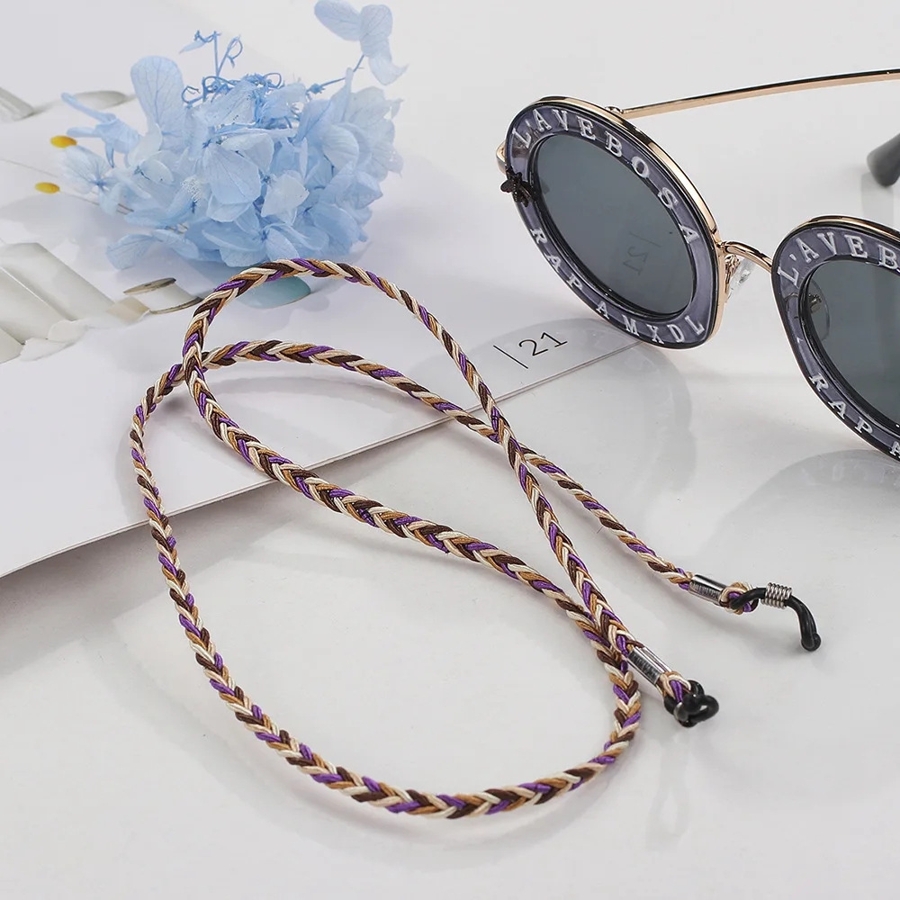 Retro Glasses String Holder Chain Leather Eyeglass Lanyards Straps Cords for Men Handmade Braided Chains Around Neck Cord Strap