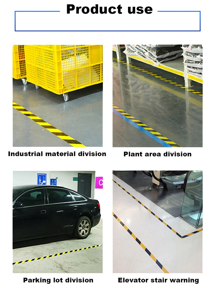 Custom PVC Waterproof Acrylic SMH471766 Single Side Warning Mark Barrier Tape Floor Marking Safety Stripe Vinyl Adhesive Tape