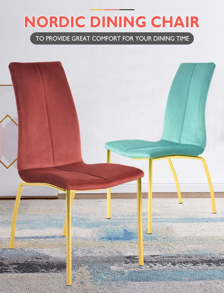 High Back Fabric Furniture Dining Chair Beige White Brown Pink Grey Gold Black Stainless Steel Metal rh pu Leather Dining Chair