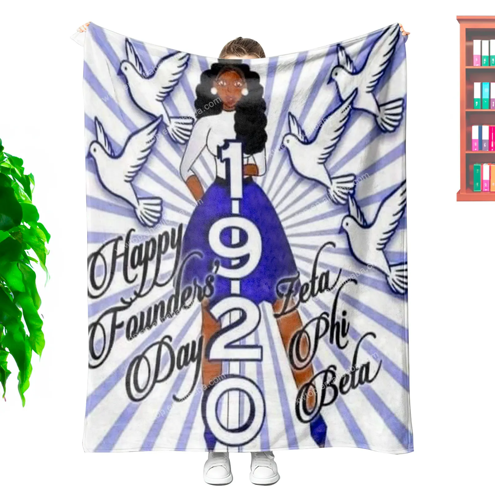 Best Quality low price 1920 Sorority Zeta Phi Beta printing blanket custom sublimation soft plush travel throw blanket