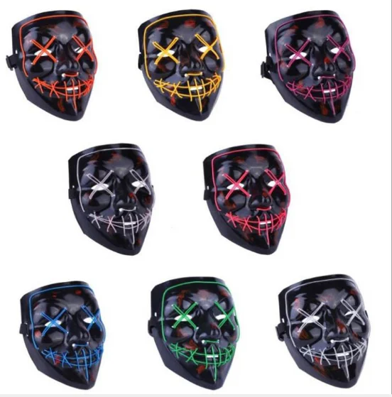China Supplier dropshipping skeleton el wire cosplay face led mask for halloween