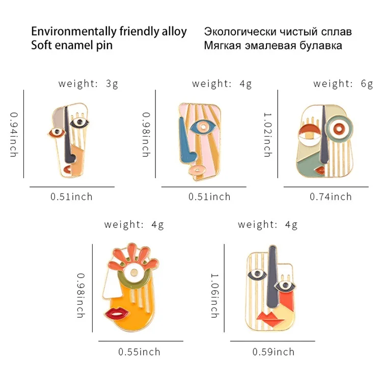 Fashion Jewelry Brooches Custom Enamel Pin For Man Womens Abstract Oil Painting Funny Face Broche Aesthetic Charmssleeve Badges