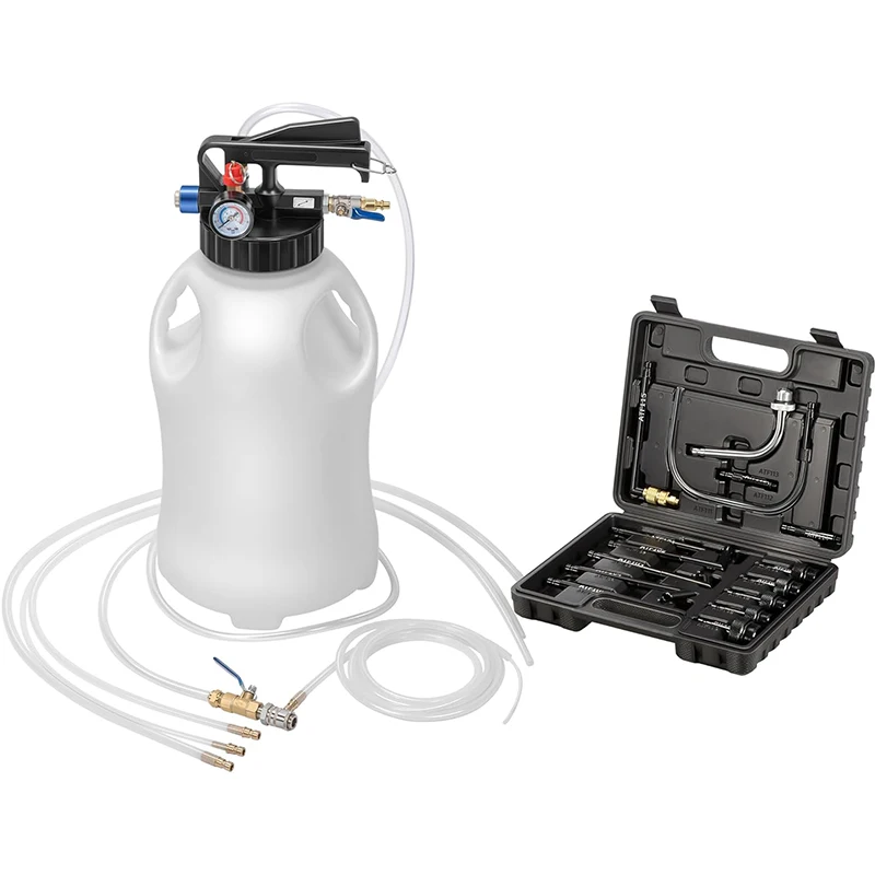 Pneumatic Transmission Fluid Pump with 15PCS ATF Adapters 10L Automatic Fluid Transfer Pump Kit