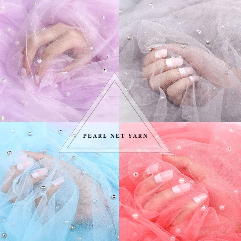 INS 8 Colors Handmade Pearl Transparent Netting Gauze Fabric Background Photo Studio Props Accessories Decoration Cloth