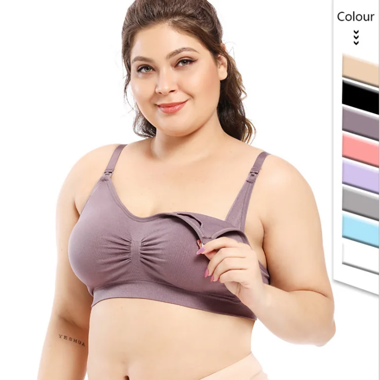 
HJ843 Wholesale seamless without steel ring for pregnant women gather plus size nursing sleep bra 