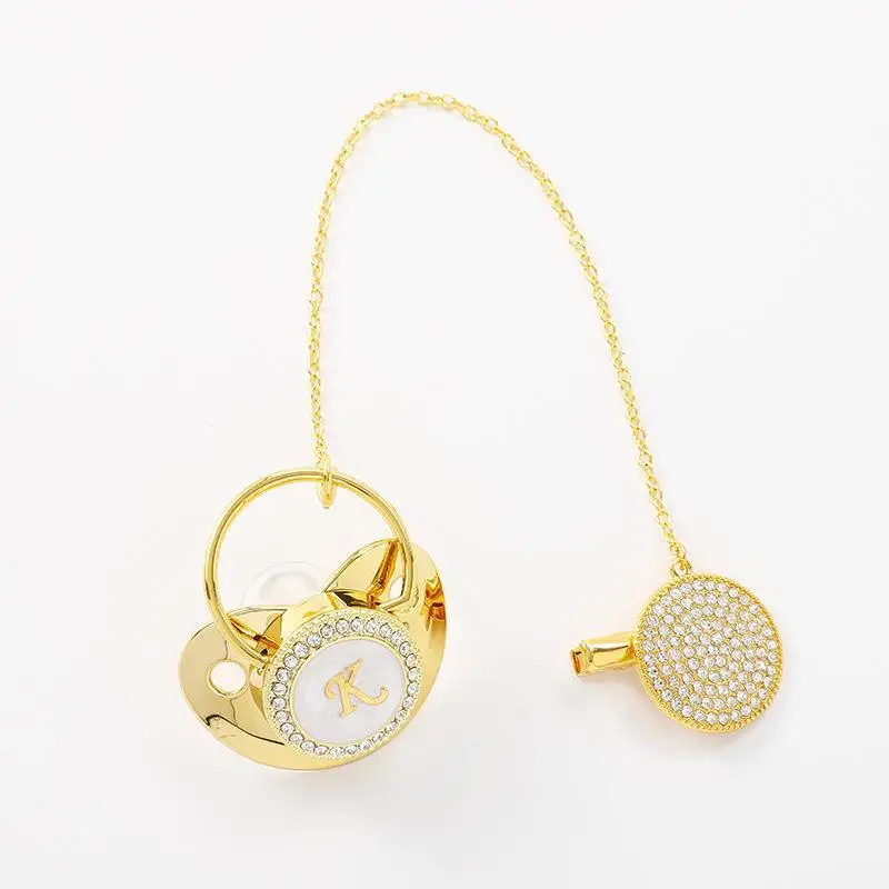 Gold Pacifiers Luxury Babi Pacifier Silicone Adult Pacifier Bling Infant Nipple BPA Free Baby 26 Letter Initials Chupetero