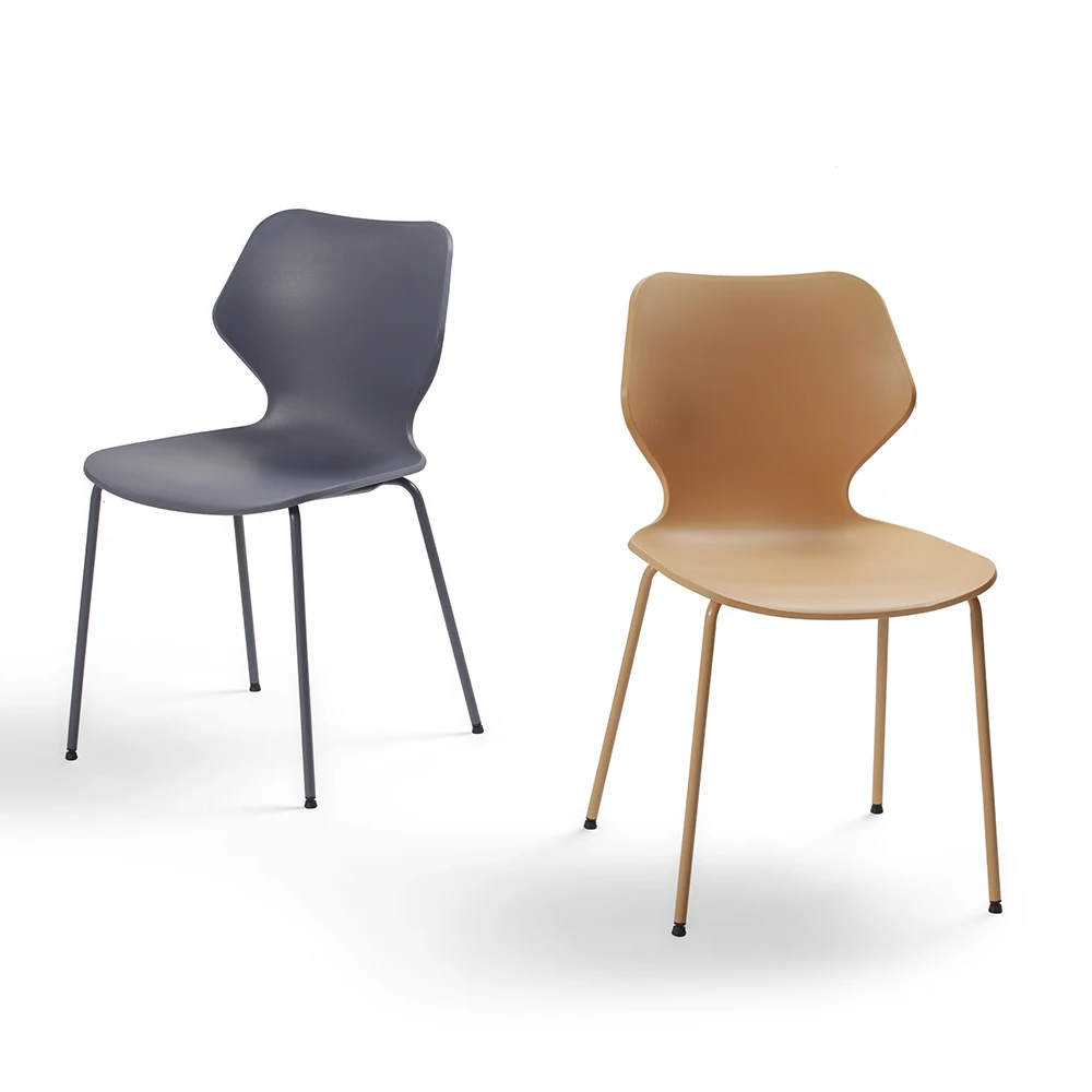Modern Style Grey PP Body Steel Leg Restaurant Dinning Room Chair Dining Chair of 6 4