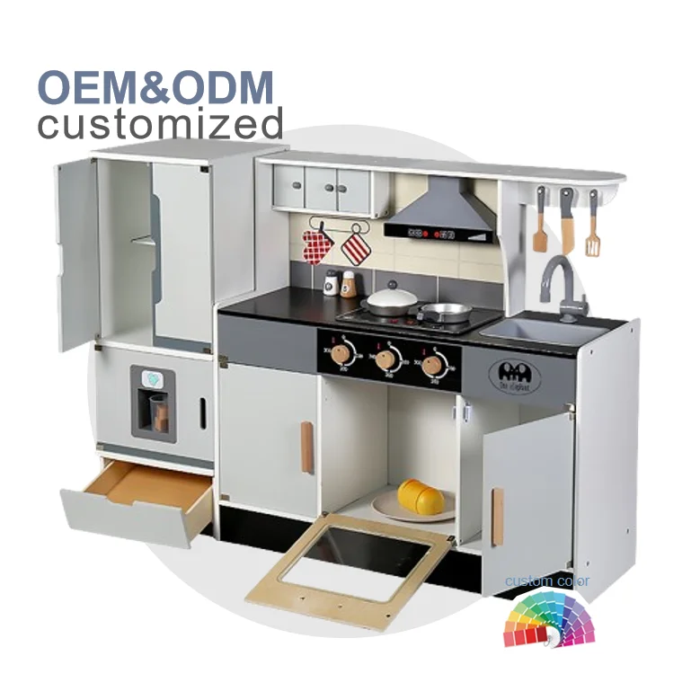 HAPPY DIY MDF LARGE SIZE CASTLE STAINLESS STEEL MINIATURE BOYS TABLE EDUCATIONAL KIDS KIT DOLL WOODEN KITCHEN TOYS FOR CHILDREN