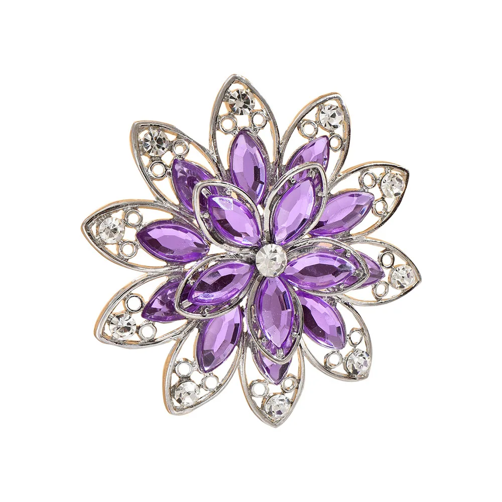 Jachon Wholesale alloy purple crystal flower napkin ring for wedding decorative napkin rings luxury