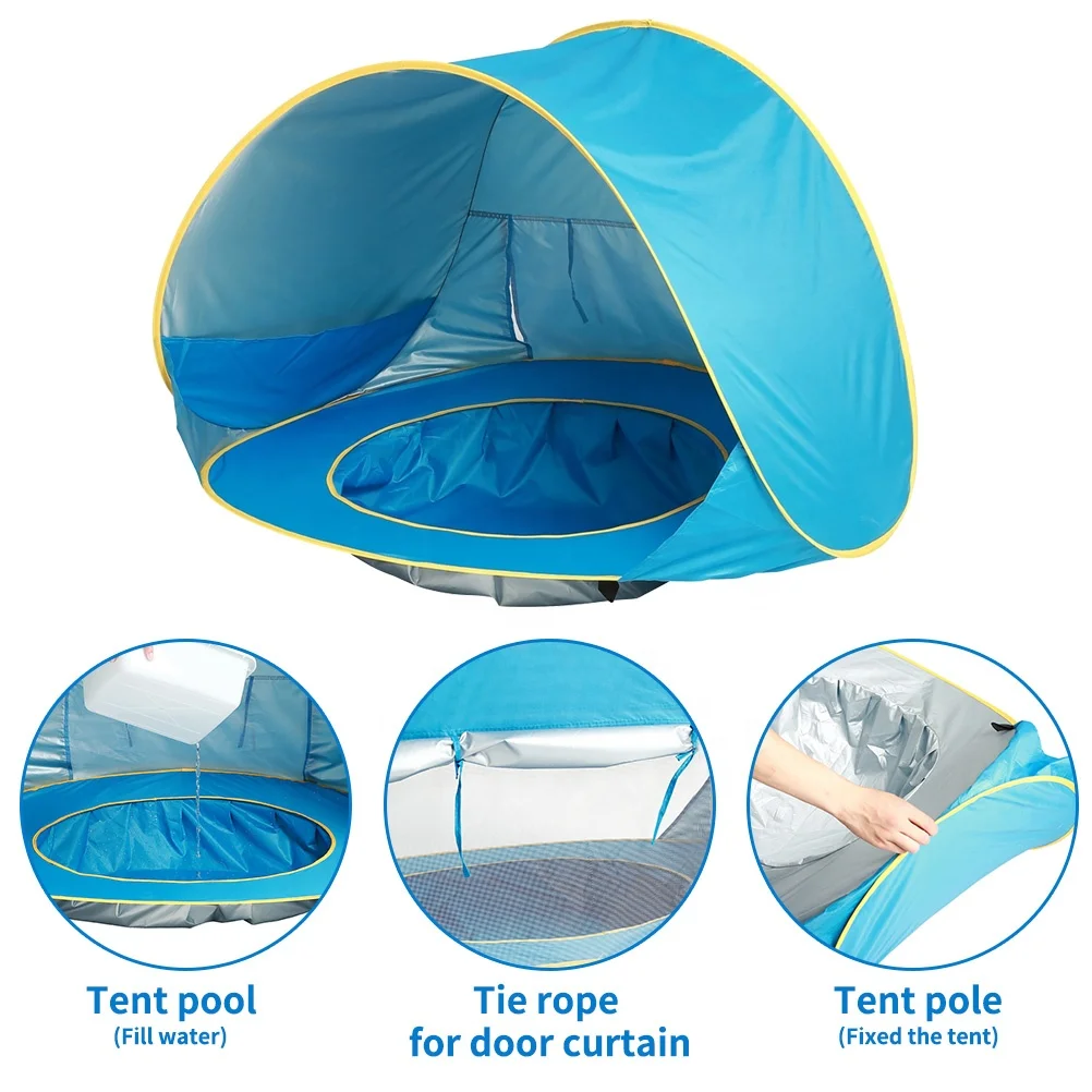 Baby Beach Tent Uv-protecting Sunshelter with a Pool Baby Kids Beach Tent Pop up Portable Shade Pool UV Protection Sun Shelter