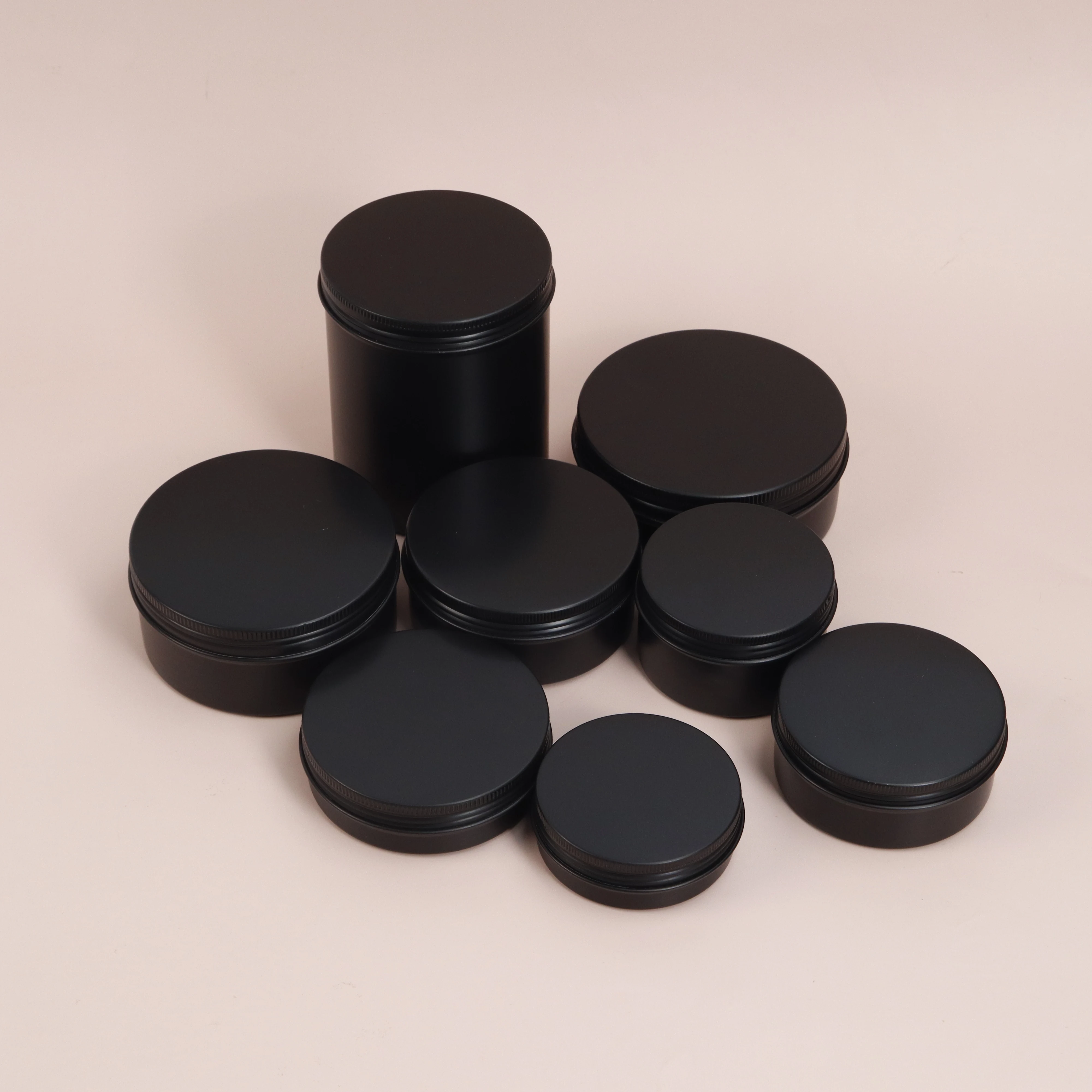 30ml matte black metal packaging tin can boxes for candles round aluminum container jar with lids