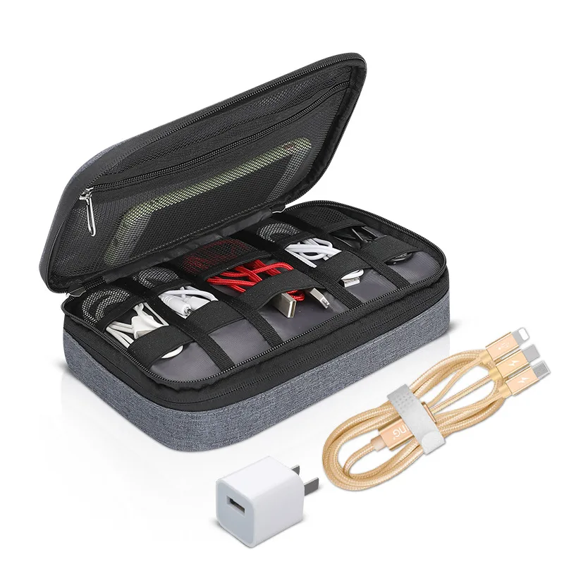 Multi-Function Big Capacity Handy 2 Layers Waterproof Polyester Organizer For Data Cable Notebook Charger
