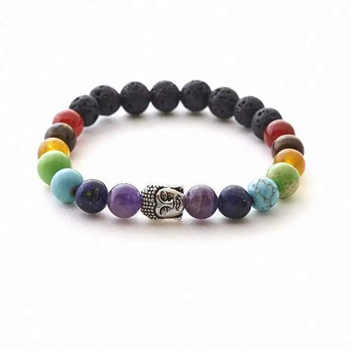 Chakra Armband Mit Naturstein Und Lavastein Perlen