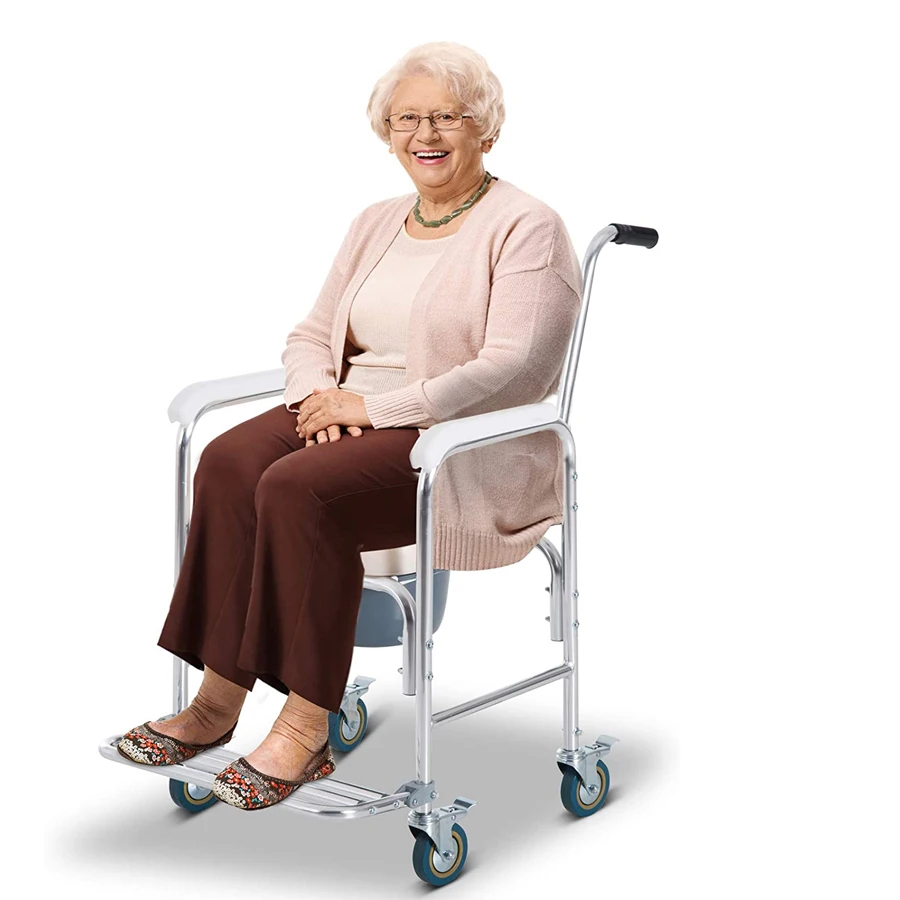 Top Quality Best Selling aluminum Wheelchair Commode Shower Chair Transfer Commode Chair