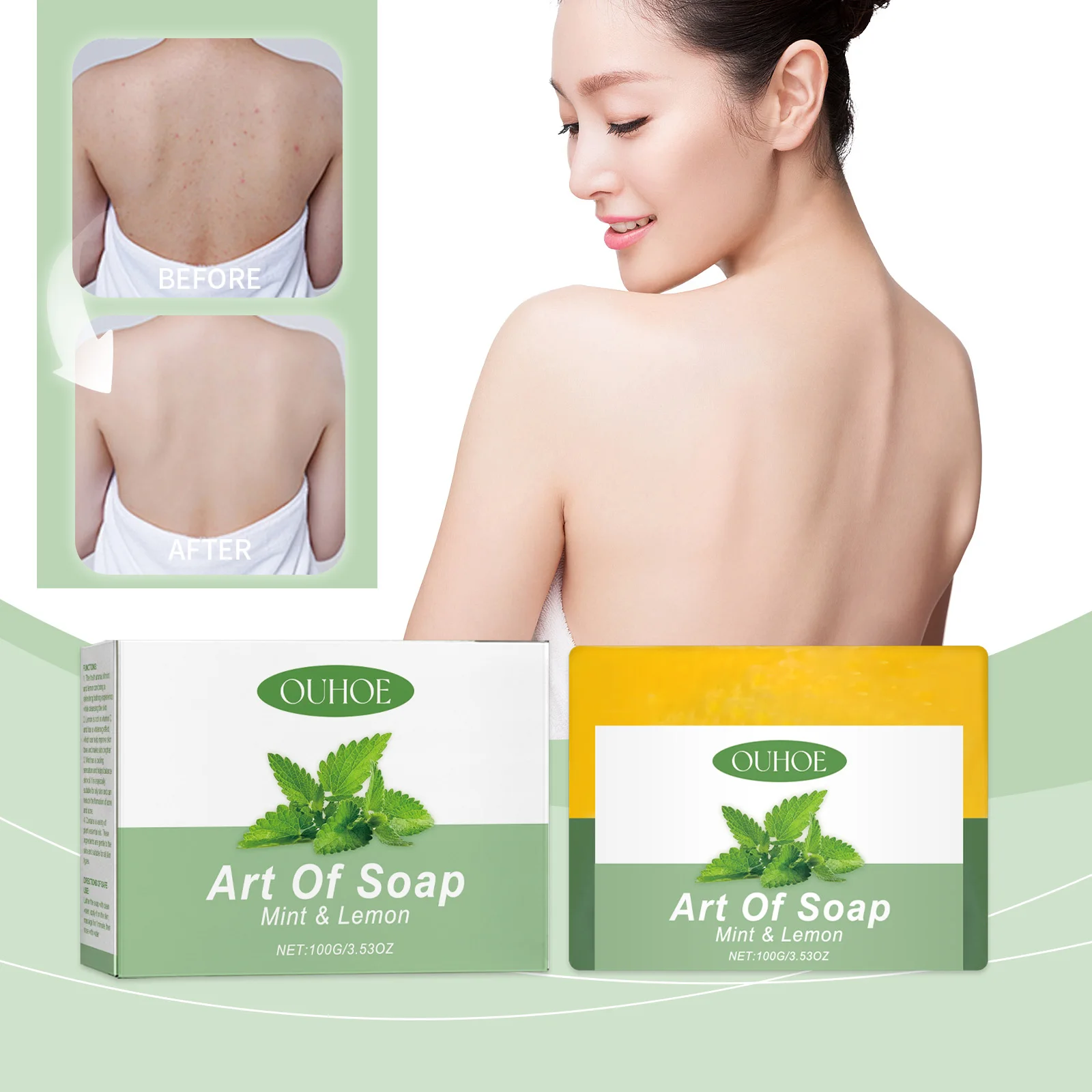 Multi Functional Lemon Mint Cool Soap Bathroom Accessory Soap Brightening Dull Skin Gentle Clean Oil Control Face Skin Care