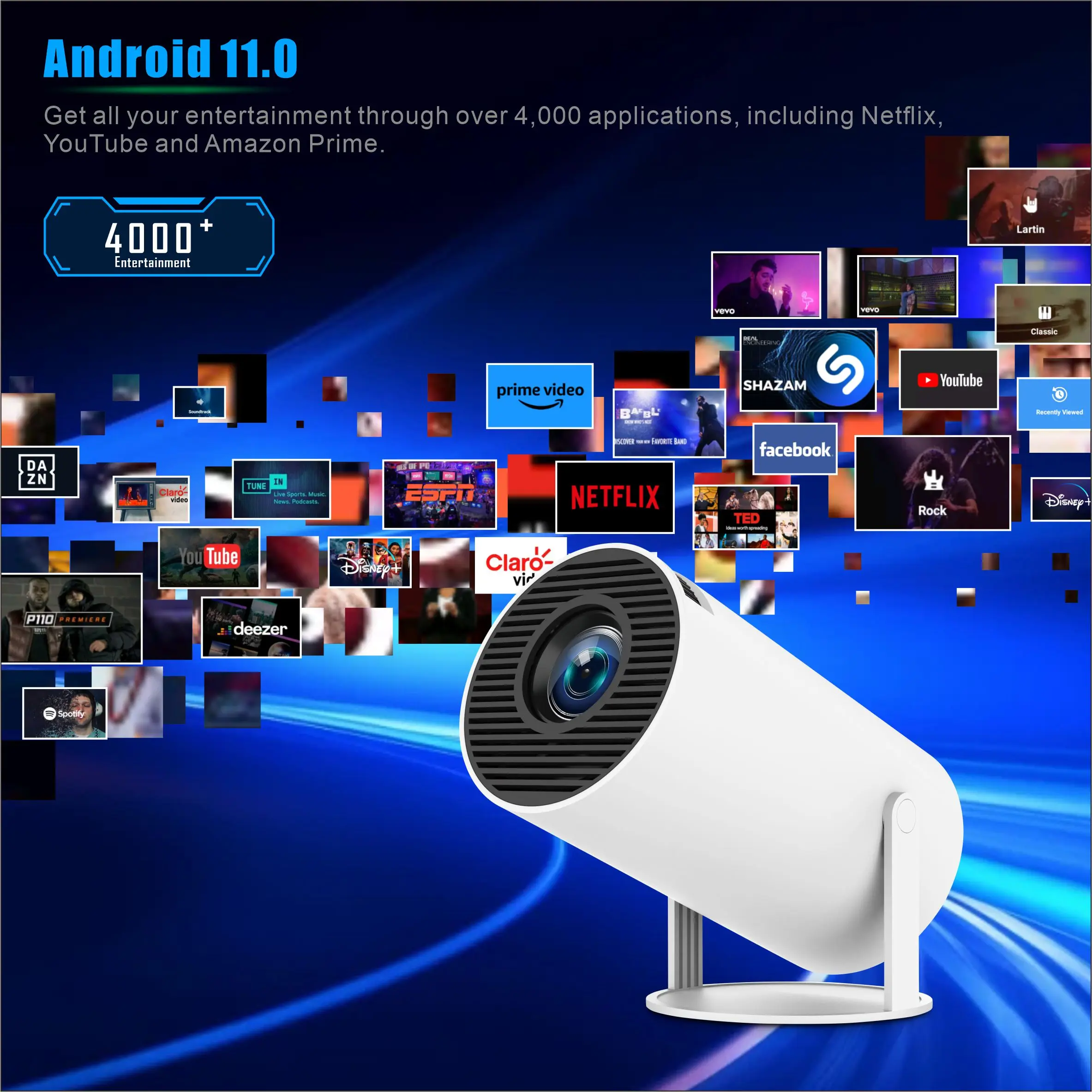 Интеллектуальный проектор HY300 Pro LCD 4k Android 11 0 домашний кинотеатр FHD видео плеер портативный Домашний Кинотеатр Бизнес образование