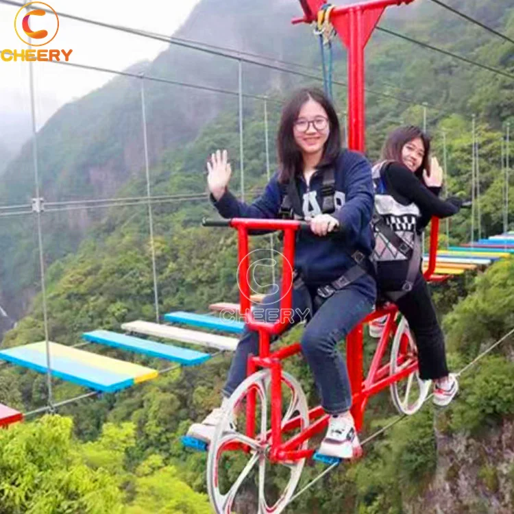 Fun Park Rides Tourists Sightseeing games Air Bike Rides amusement park equipment water cable cycles Zip line bike