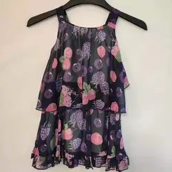 Factory High Quality V-Neck Floral Chiffon Ladies Casual Beach Sun Mini Dresses for Women