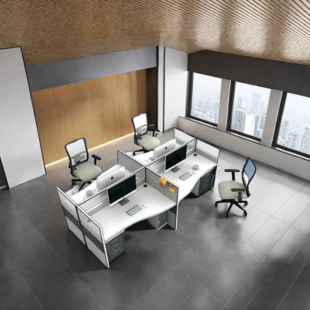 Wholesale Factory Sale Luxury Office Workstation Wire Hidden 4-People Capacity Aluminium Frame Call Center Partition Boss CEO